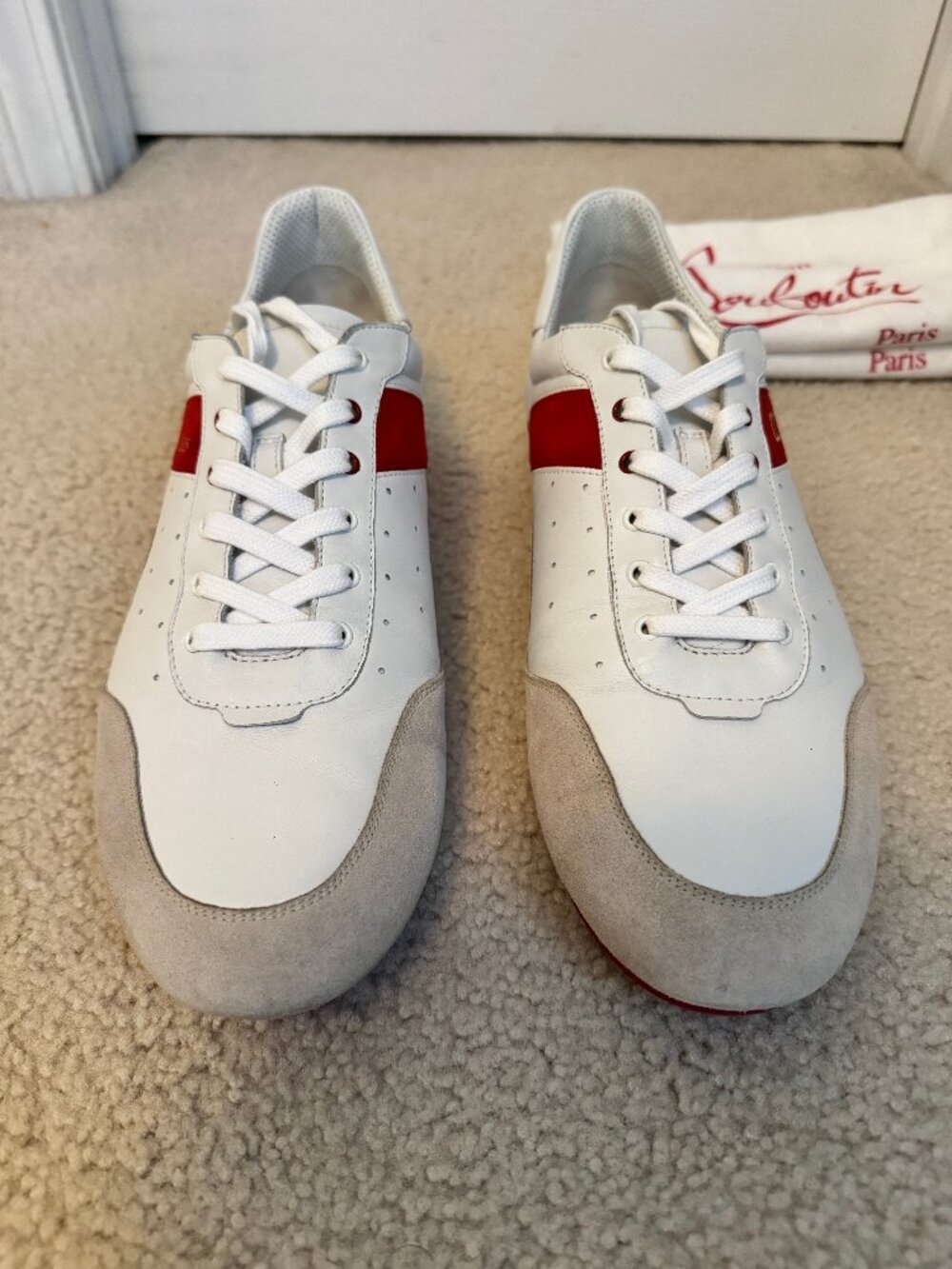 Christian Louboutin My K Low Sneakers - EU46/US13 - White/Red/Gray